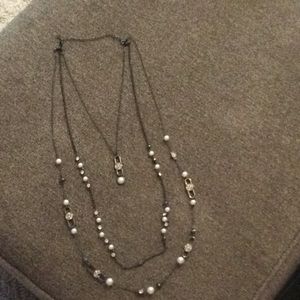 Black hematite with rhinestone and pearl